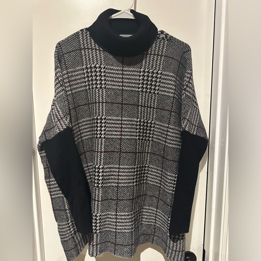 Joseph A. Relaxed Oversized Turtleneck Sweater Women's M Petite Black White Red